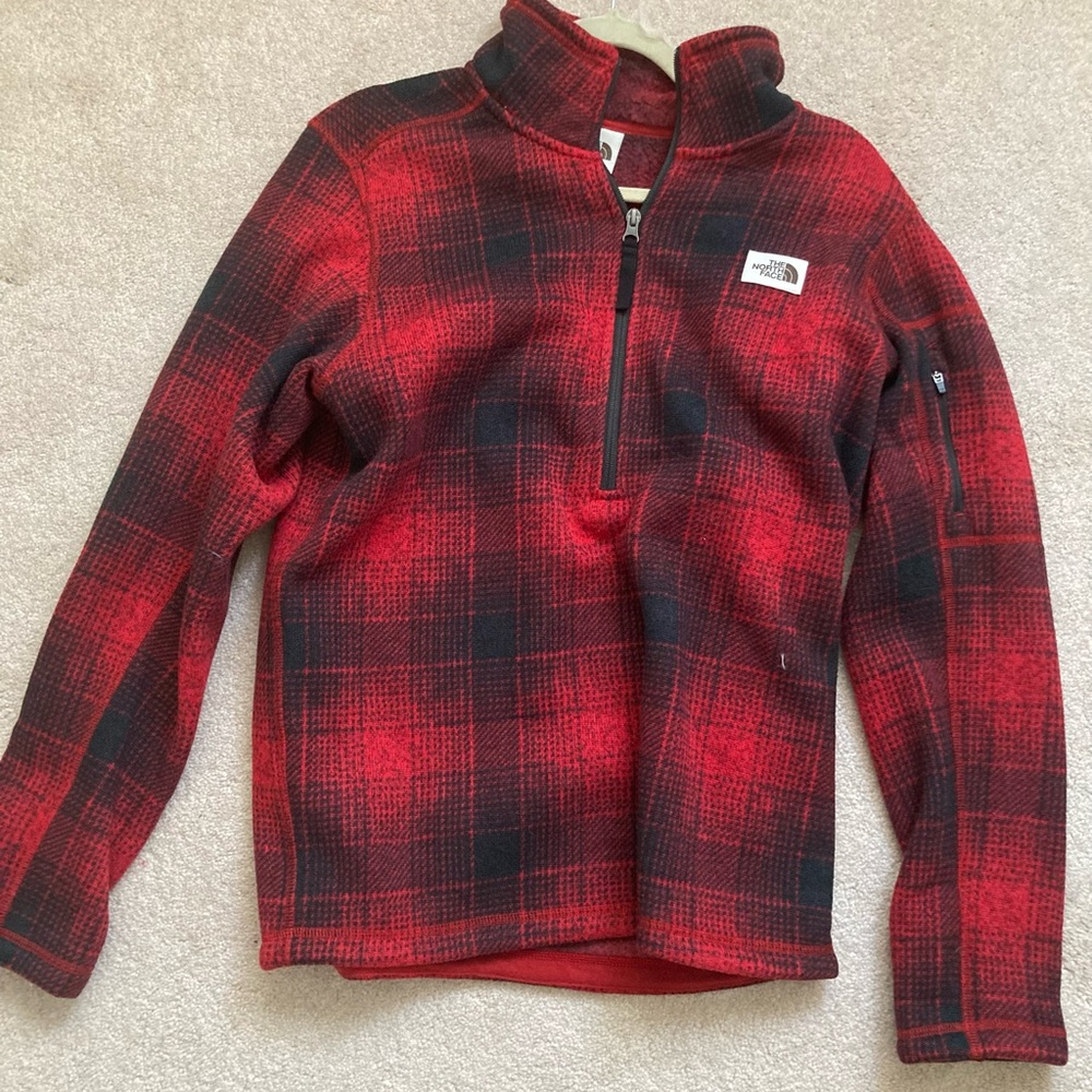 Red and black plaid pullover